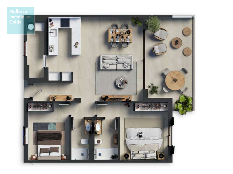 Grunbdriss der Wohnung in Capdepera